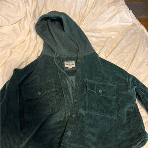 American Eagle Outfitters Green Corduroy Hoodie